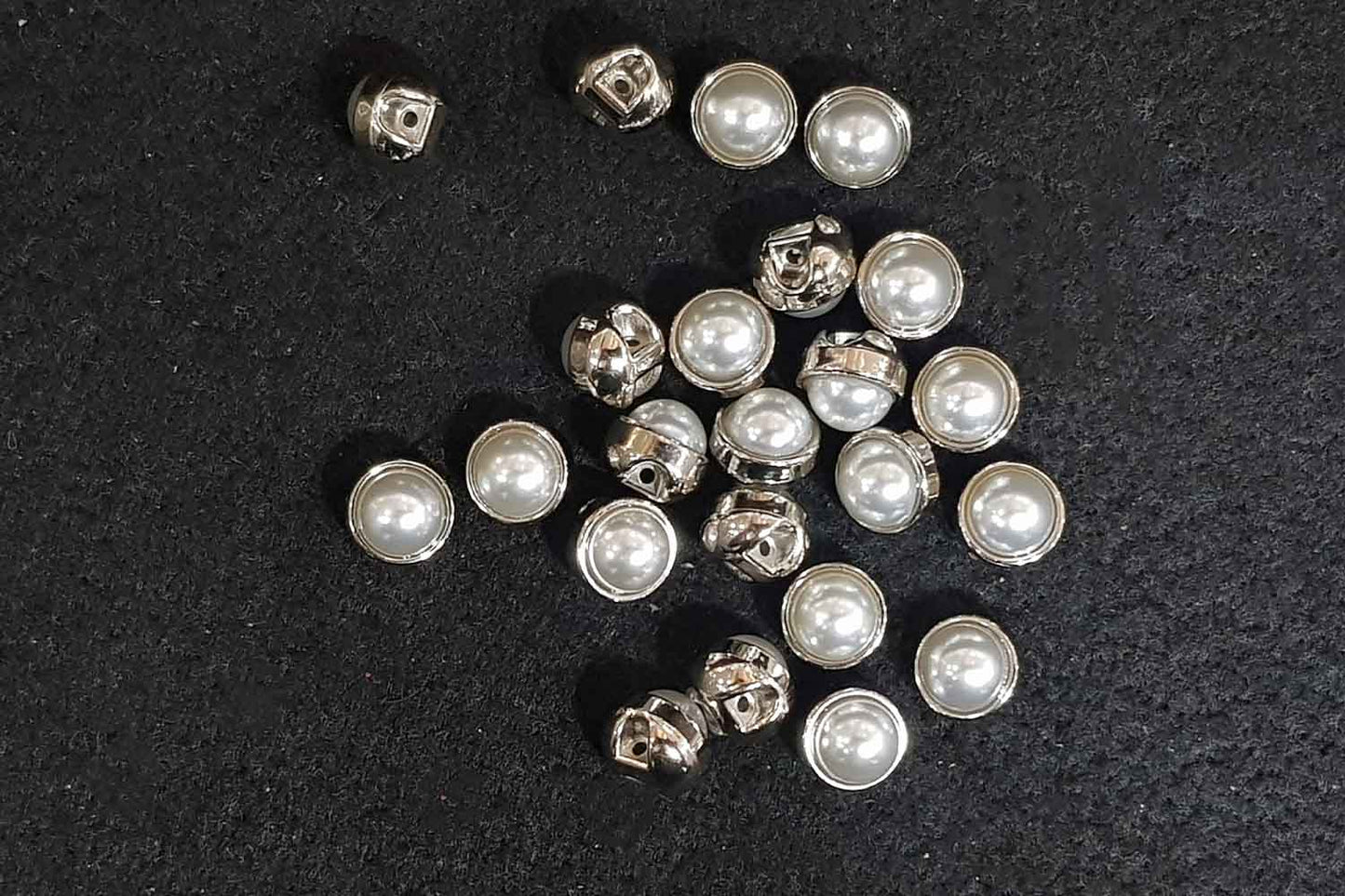 White Color with Outer Silver Metal Coating Pearl Buttons 20 Pieces