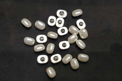 Off White Color Rectangle Shape Pearl Buttons Pack of 10 Pieces