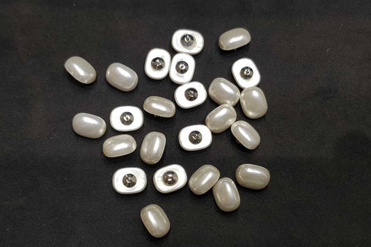 Off White Color Rectangle Shape Pearl Buttons Pack of 10 Pieces