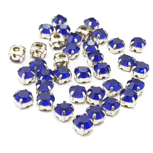 Sew On Rhinestone Softy Chaton's in Flat Back Metal Setting 6mm