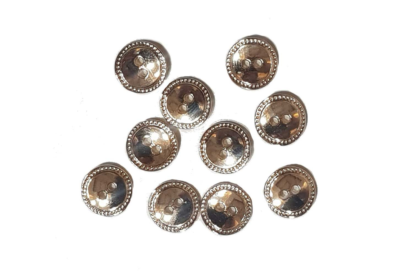 Elegant Glassy Finish Golden Metal Buttons (10 Pieces)