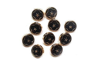 Fancy Black & Gold Flower Design Shirt Buttons