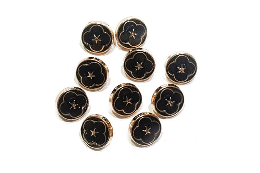 Fancy Black & Gold Flower Design Shirt Buttons
