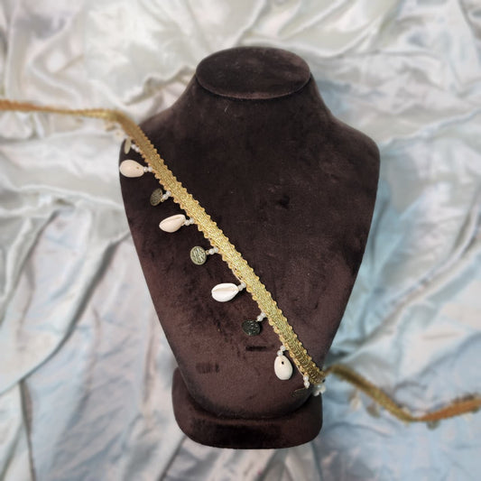 Golden Coin and Shells Hanging Lace 9 meters approx