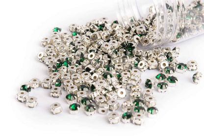 Sew On Rhinestone Softy Chaton's in Flat Back Metal Setting 6mm