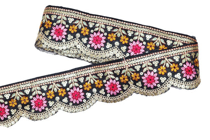 Flower Design Thread Work Scallop Lace Border