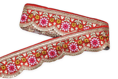 Flower Design Thread Work Scallop Lace Border