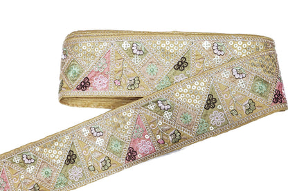 Multicolor Thread Work Lace Border