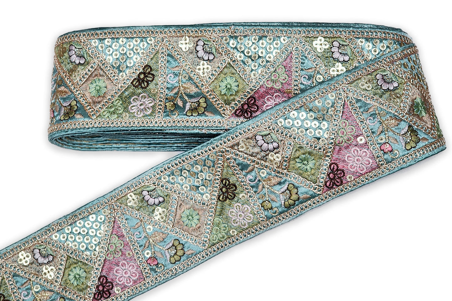 Multicolor Thread Work Lace Border