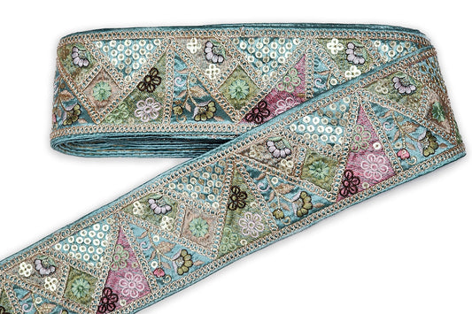 Multicolor Thread Work Lace Border