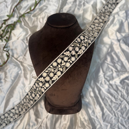 Black White Net Base Threadwork Lace