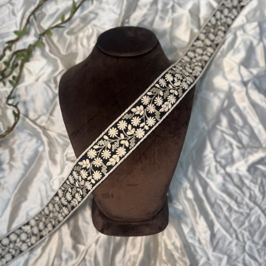 Black White Net Base Threadwork Lace