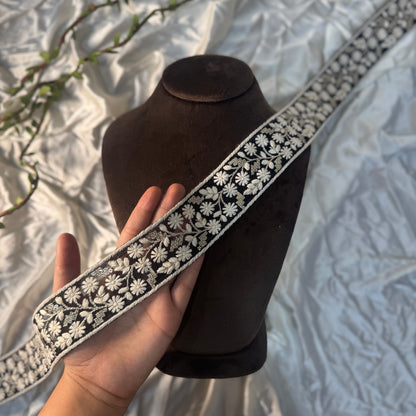 Black White Net Base Threadwork Lace