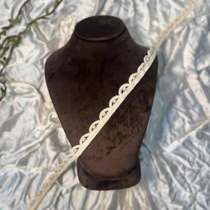 Off White color Pearl work Cutwork Lace