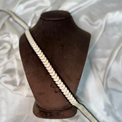 Elegant Cream Leaf Thread work Lace Border