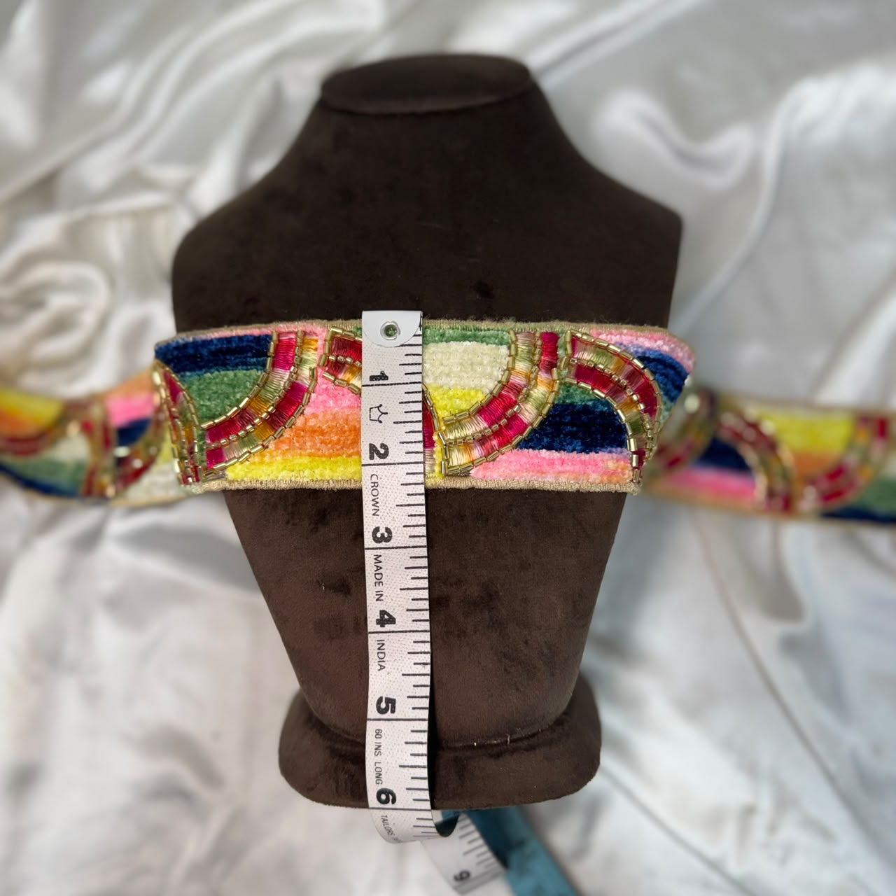 Multicolor Beaded Embroidered With thread work Lace
