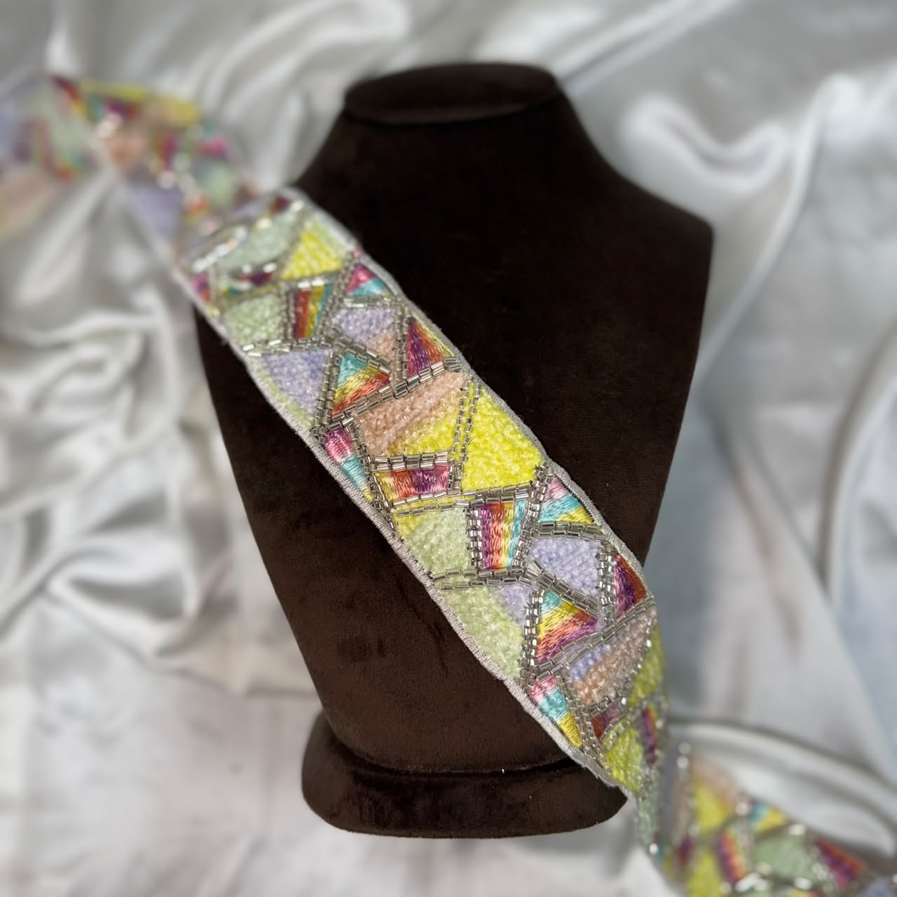Multicolor Handwork Embroidered Lace Border