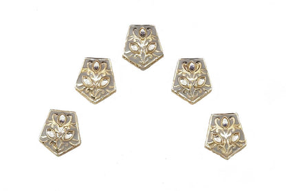Pentagon Shape Kundan Mina Buttons Pack of 5 Pieces