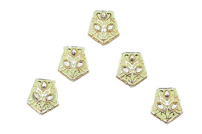 Pentagon Shape Kundan Mina Buttons Pack of 5 Pieces
