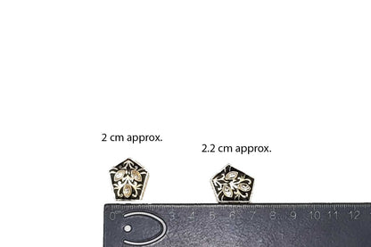 Pentagon Shape Kundan Mina Buttons Pack of 5 Pieces