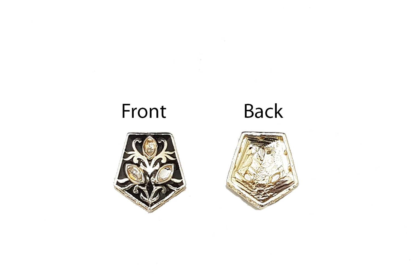 Pentagon Shape Kundan Mina Buttons Pack of 5 Pieces