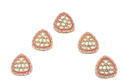 Triangular Shape Kundan Mina Buttons Pack of 5 Pieces