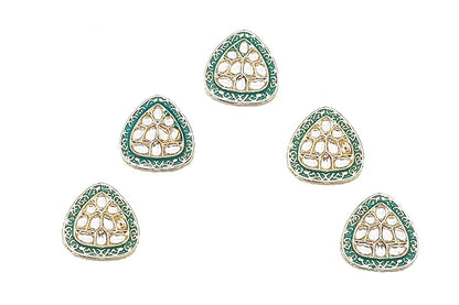 Triangular Shape Kundan Mina Buttons Pack of 5 Pieces