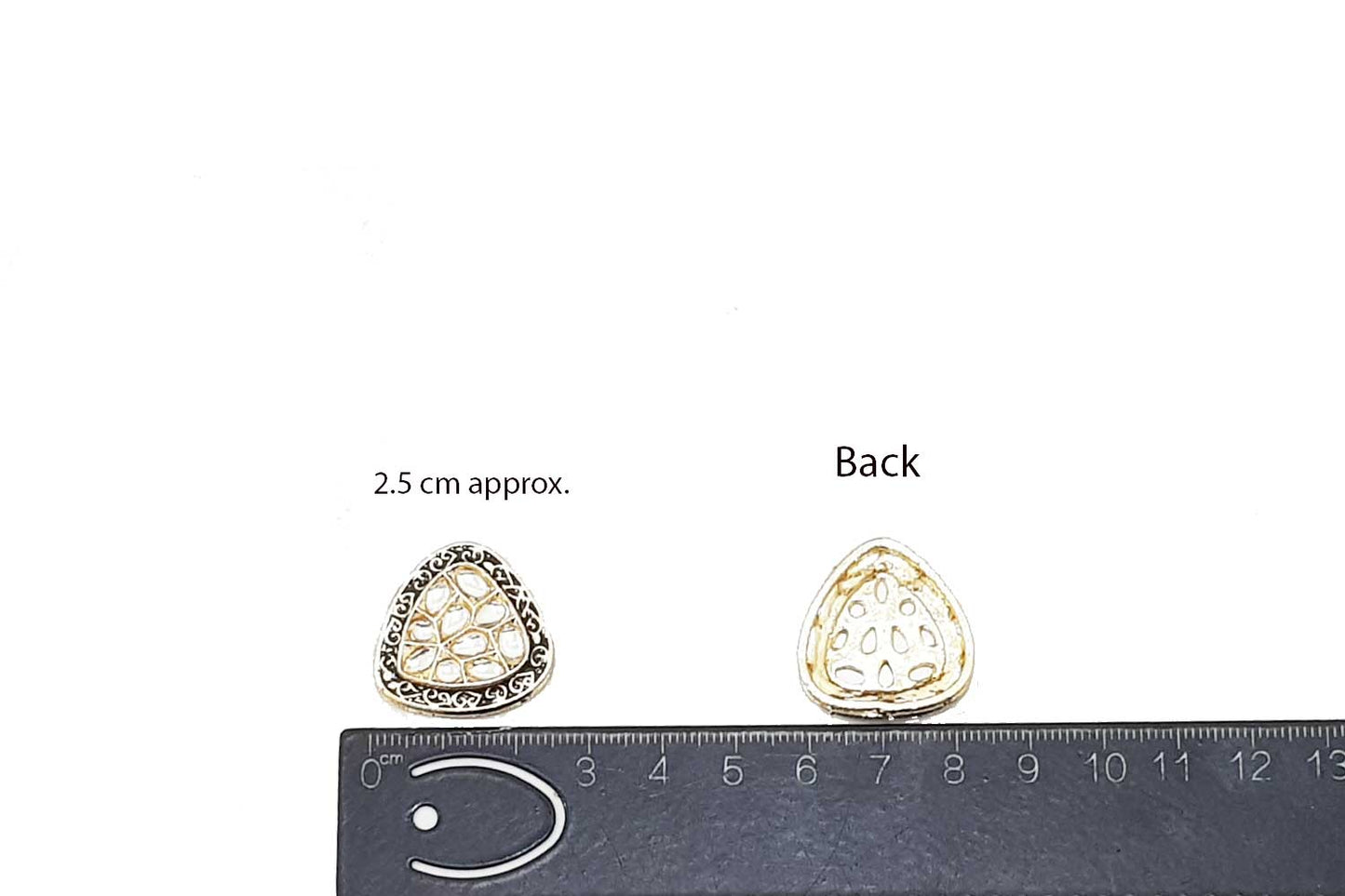Triangular Shape Kundan Mina Buttons Pack of 5 Pieces
