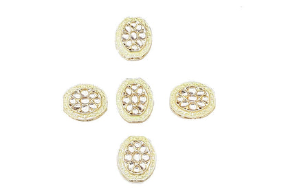 Oval Shape Kundan Mina Buttons Pack of 5 Pieces