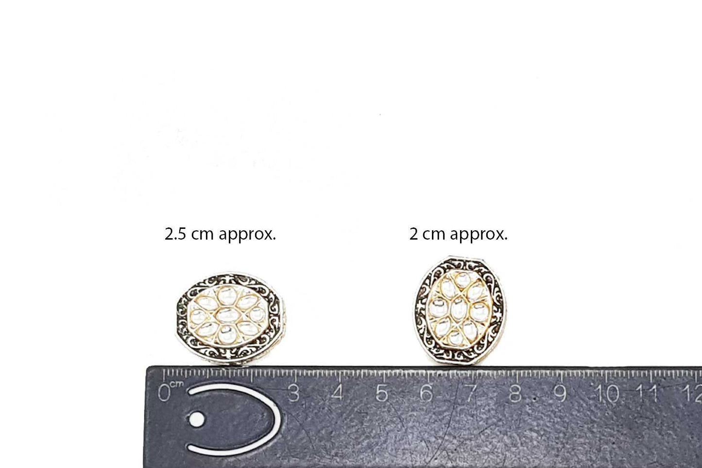 Oval Shape Kundan Mina Buttons Pack of 5 Pieces