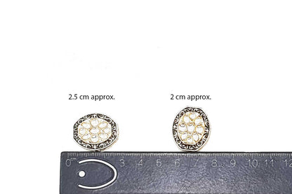 Oval Shape Kundan Mina Buttons Pack of 5 Pieces
