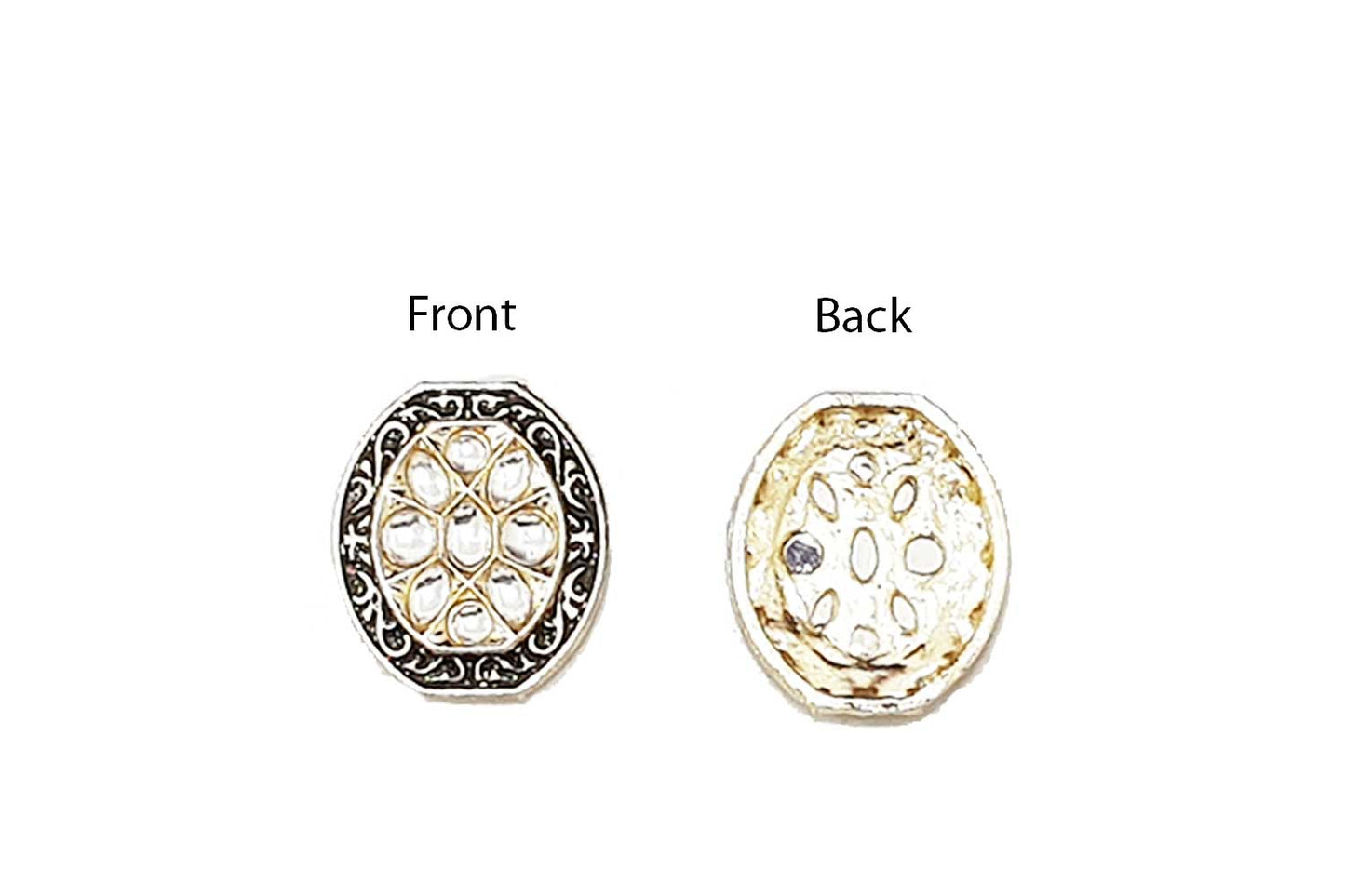 Oval Shape Kundan Mina Buttons Pack of 5 Pieces