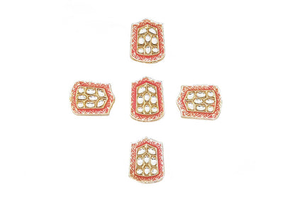 Rectangular Shape Kundan Mina Buttons Pack of 5 Pieces