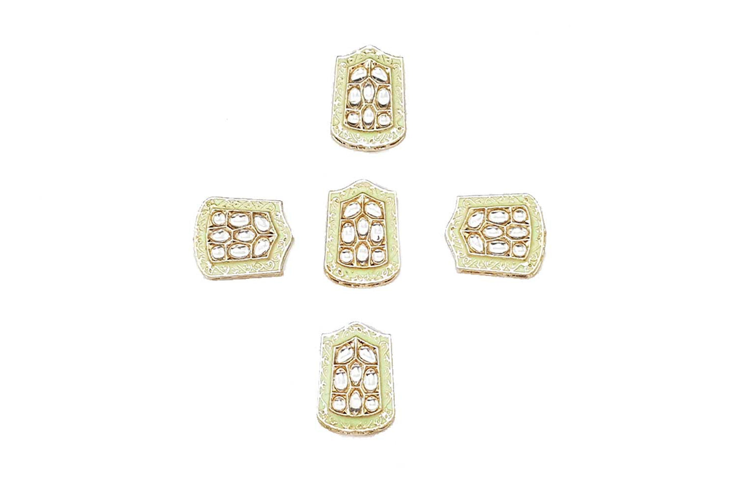 Rectangular Shape Kundan Mina Buttons Pack of 5 Pieces