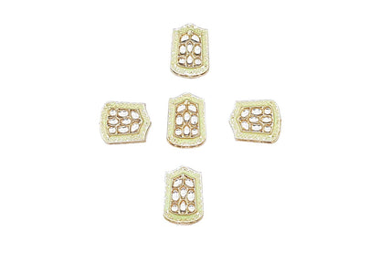 Rectangular Shape Kundan Mina Buttons Pack of 5 Pieces