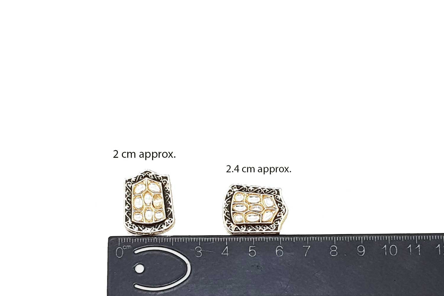 Rectangular Shape Kundan Mina Buttons Pack of 5 Pieces