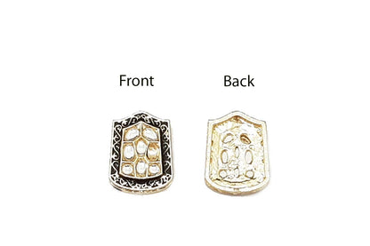 Rectangular Shape Kundan Mina Buttons Pack of 5 Pieces