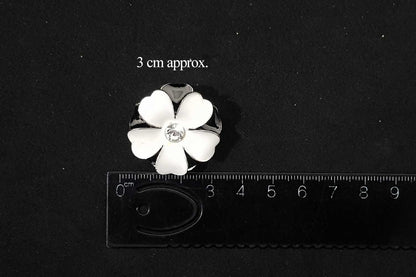 Set of 3 Pcs White Black Color Flower Shape Metal Fancy Buttons