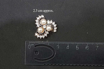 Black Silver Spinner Design Rhinestone Pearl Buttons Pack of 3 Pcs