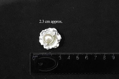 Flower Shape Metal Fancy Buttons with Center Pearl