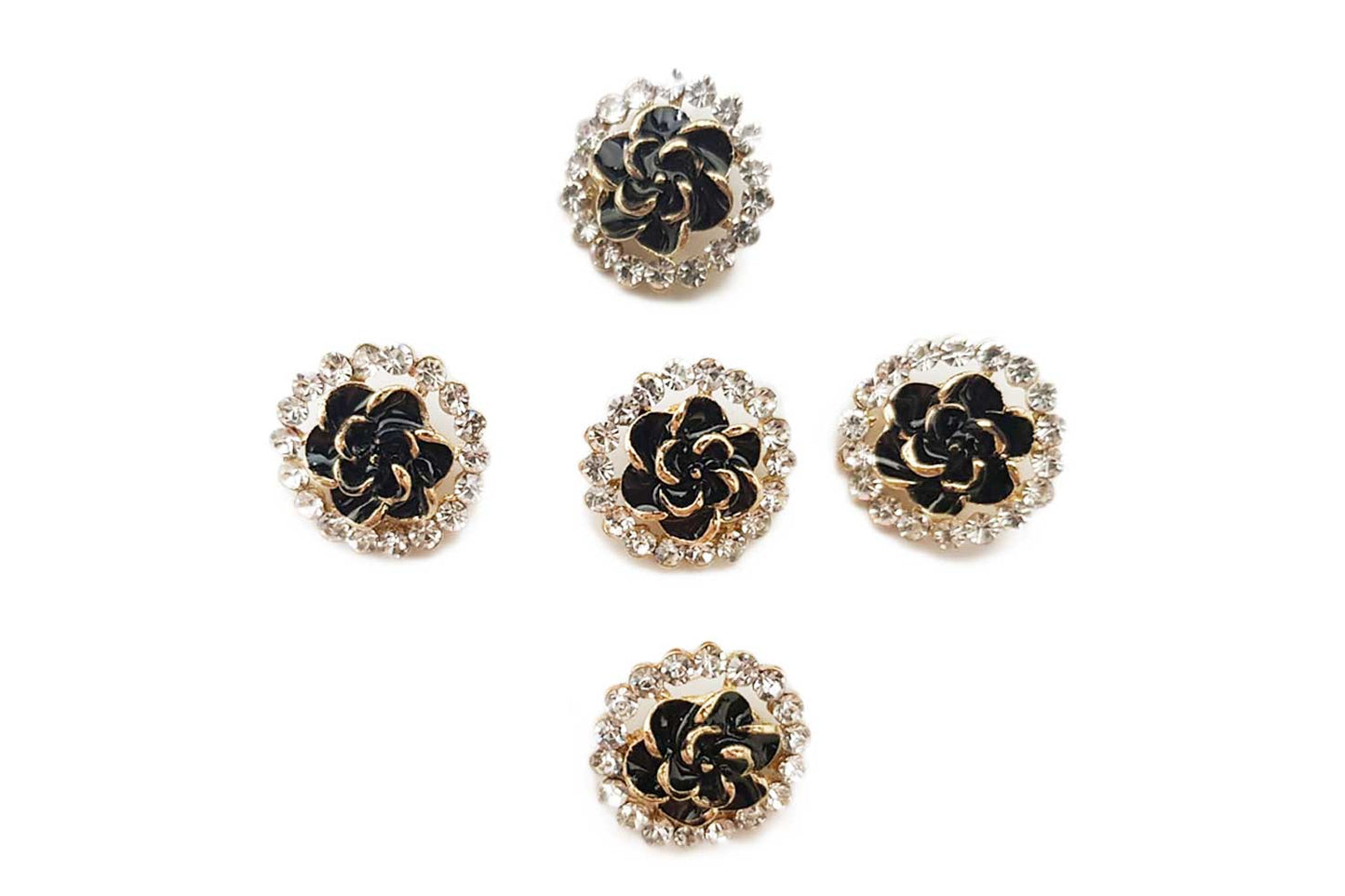 Round Shape Flower Rhinestone Buttons