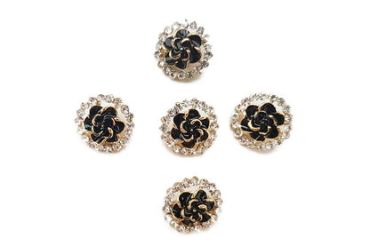 Round Shape Flower Rhinestone Buttons