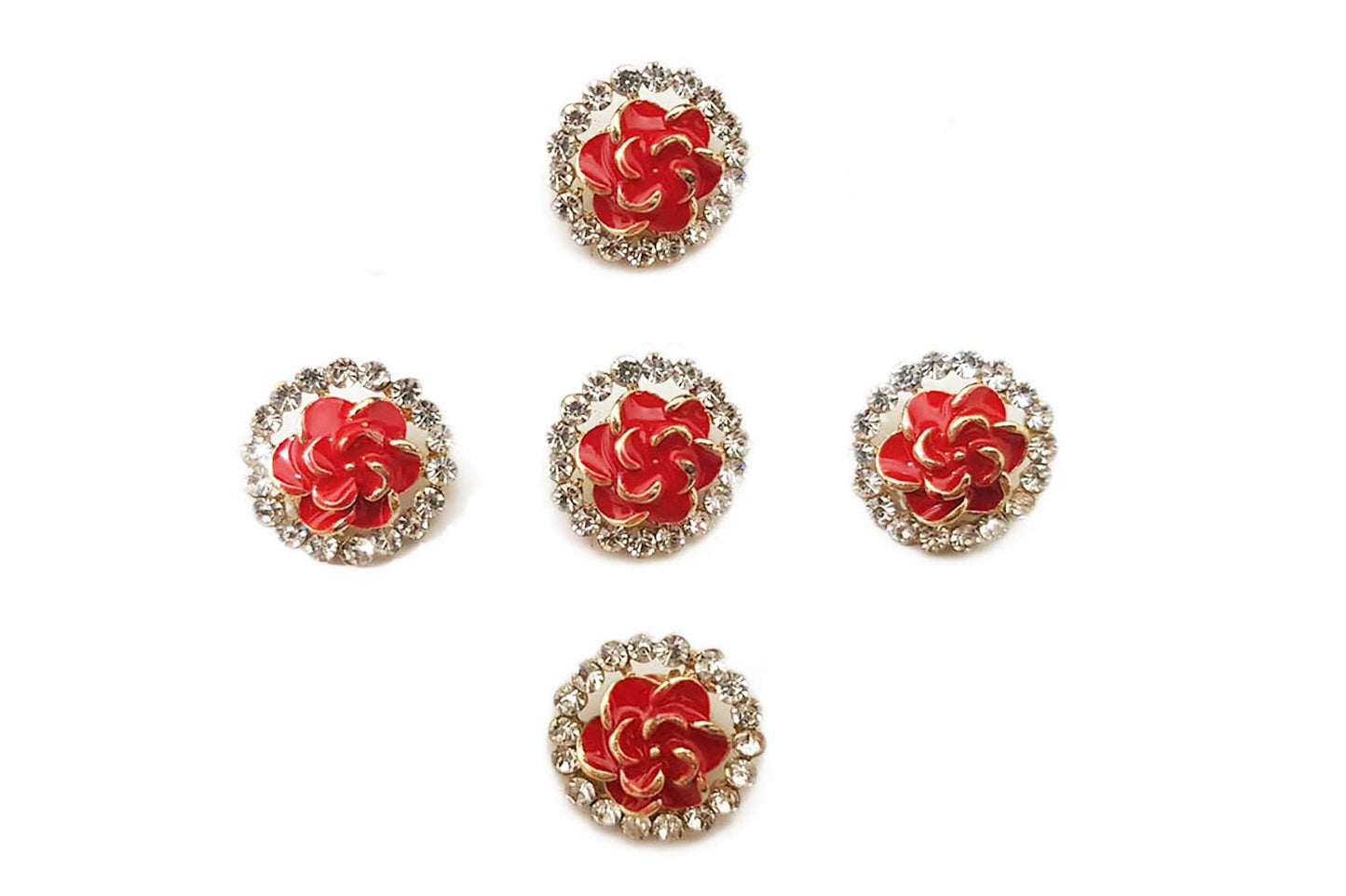 Round Shape Flower Rhinestone Buttons