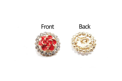 Round Shape Flower Rhinestone Buttons