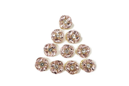 Light Pink color Round Rhinestone Button Small Size Button