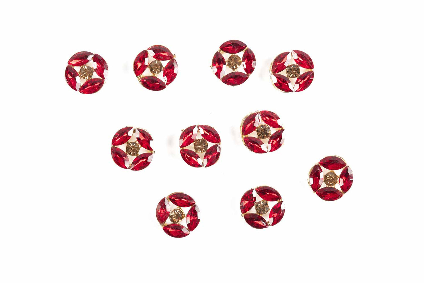 Red color Round Rhinestone Button Small Size Button