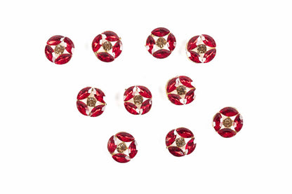 Red color Round Rhinestone Button Small Size Button