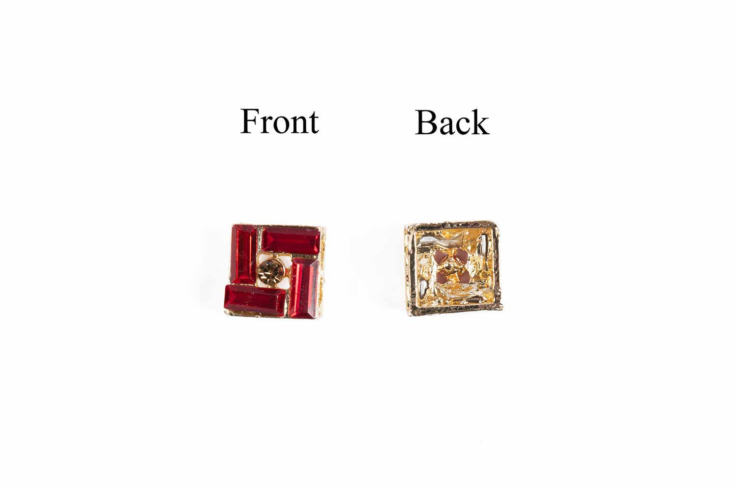 Red color Square Shape Rhinestone Small Size Button