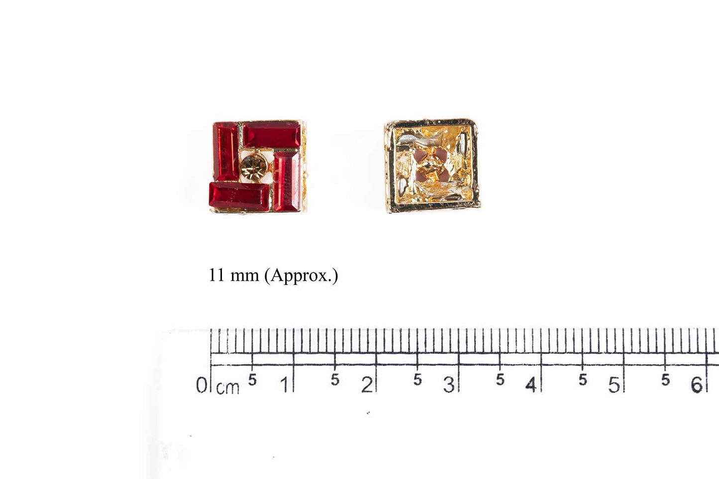 Red color Square Shape Rhinestone Small Size Button