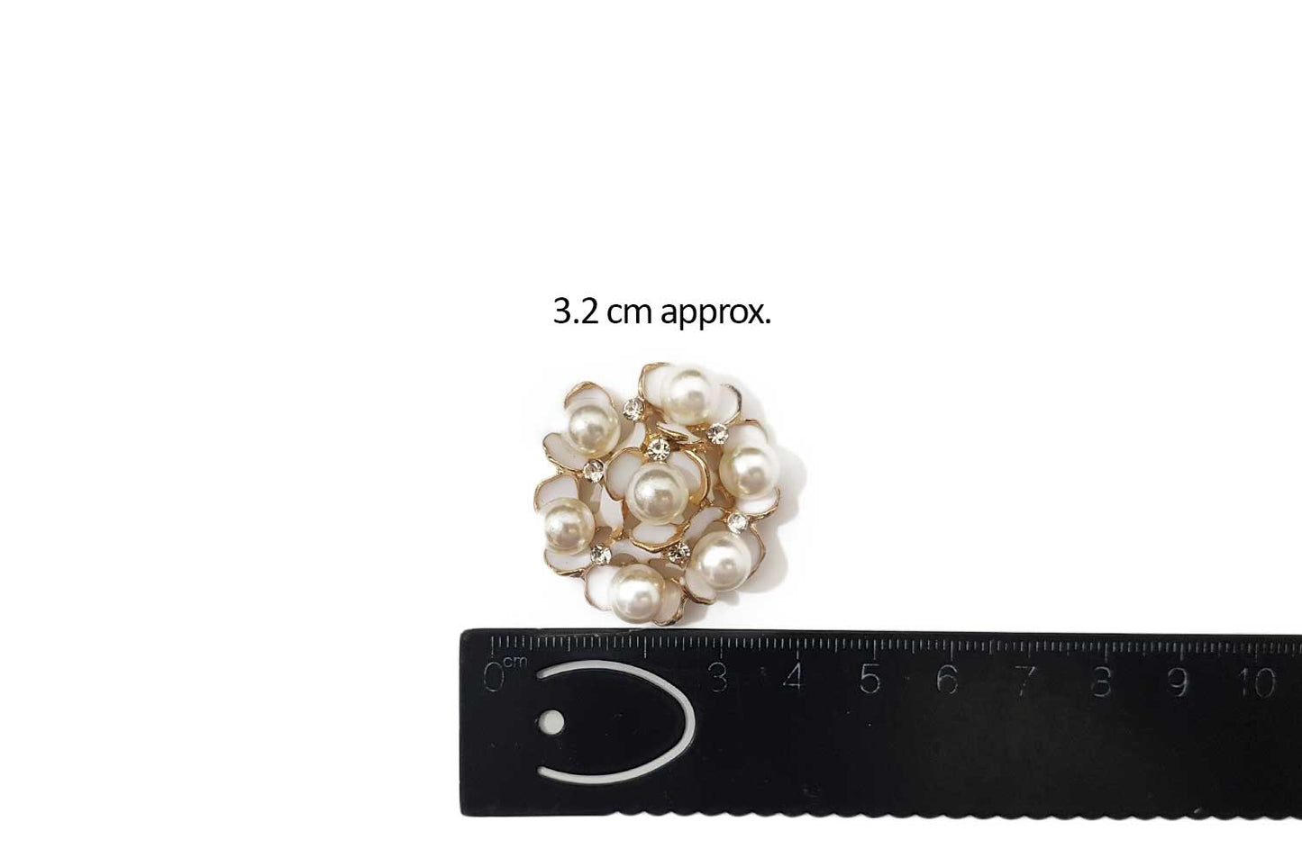 White Color Pearl work Flower Design Buttons Package of 2 Pcs
